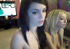 Pink labia close-up of a naive brunette