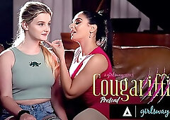 Busty MILF craving to ride her sitter's wet pussy in heated lesbian passion