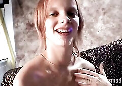 Golden-haired teen honey Petty just loves to get on her knees to blow a hard rod. The dick head is licked with relish and the throat twat is banged wi