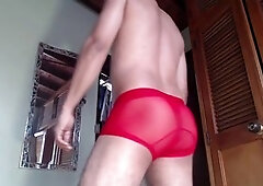 Hairy hunk Tommhot shows off his hefty covered cock