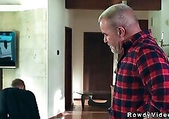 Young blonde gay anal fucked by old man