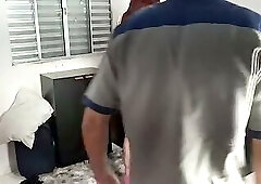 Hot wife gets the coach in a very provocative outfit and lets him cum on her