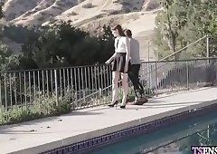 Realtor slender shemale fucked by a muscular client