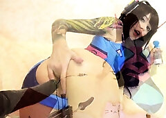 D.Va cosplay sexy girl masturbate anal ass fuck machine