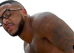 Black hairy jock fisted in classroom on college by white BF