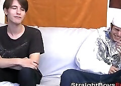 Slutty MILF giving amateur guys dicks blowjob and handjob