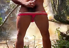 I blown the teen's prick at the waterfall. I drained off and came for him.