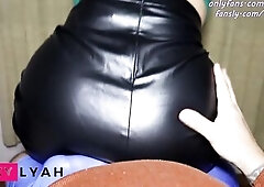 WOW My Secretary does Hottest Assjob Lap Dance in Leather Pencil Petticoat