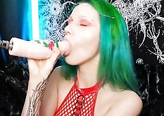 Goth Beauty Vasya Sylvia Gives a Sex Machine a Unfathomable Oral pleasure, Ending with a Creampie in Her Throat!