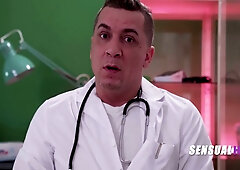 Blonde femdom nurse takes charge during a private medical exam