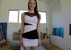 Skinny teen gets fucked on camera. POV