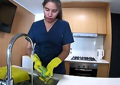 I find a SECRET of the maid and that babe pays me with SEX