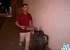 Gals Episode Night Turns into Wild 3some with the Pizza Delivery Chap - Cutie Youngs - Melissa Stratton -