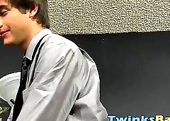 Twink jerks himself off and cums while riding big bare dick