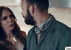 Shemale stepmom barebacks hunk stepson