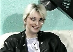 Retro Teen From the Street with Glasses and Short Blond Hair
