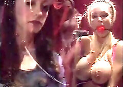 Hawt doxies with large tits getting their cunt and teats teased