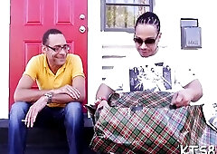 Transsexual with hard cock takes in butt