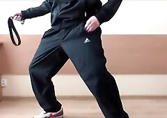 Adidas Trackies and Leather Belt