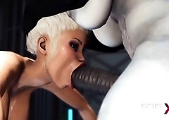 Naughty sci-fi sadism and masochism with a young blonde indulging in wild pleasure with a shemale humanoid android