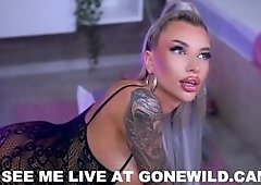 Sexy Tattooed Babe in Lingerie Teases Live on Cam