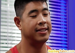 Locker Room Asian Bottom Barebacked By White Top Stud 7 Min