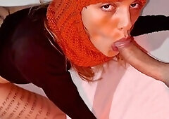 Masked demon lady gets fucked hard and takes cum on her face during a ritual