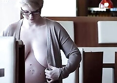 preggy thrall with natural large saggy bazookas - public naked