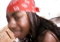 Youthful hirsute ebony teen gets banged