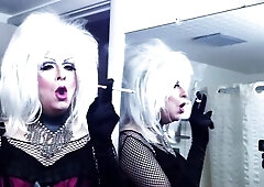 Sexy crossdresser Sheena entices viewers with smokin' fetish.