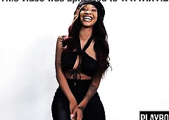 Large breasts black cougar podcast interview and cunt masturbation