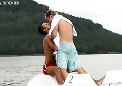 Joy in the water can’t contest with hook-up for these men!