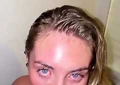 BONNIE BLUE USED AS A PUBLIC BIFFY / voided urine on and in / post group sex golden shower