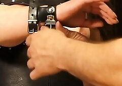 Handcuffed Older Brunette hair mother I'd like to fuck Endures Teat Weights and Drubbing