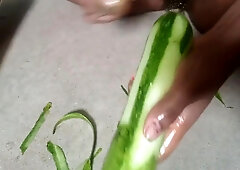 Whole Cucumber In My Dark Pussy . Taking A Huge Cucumber In My Pussy . Fucking With Cucumber . Painful Sex Video