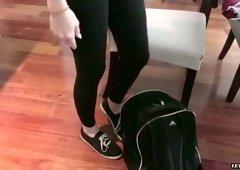 Sweet looking blonde in glasses Sierra Nicole is impaled on a hard dick