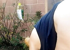 Grandma Banging Outside....Trying Not To Get Caught