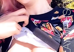 Amateur blonde slut outdoor banging following picnic