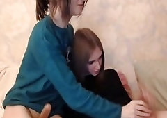 Two cute horny shemale amateur naughties play with their cocks