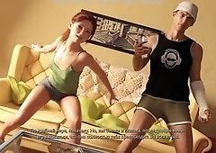 Naked girls in a visual novel with some bitches and a peep show