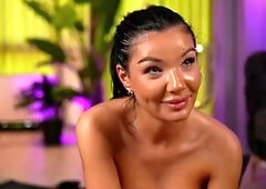 Stunning Ebony Model Oils Up and Pleases Herself