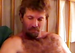 Stud hooks up with an older man to swallow his dick and cum on his chest