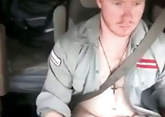Unclipped trucker strokes and swallows the hot cum load
