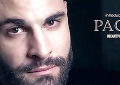 Huge, hairy hunk in a suit pleasures his cock and body