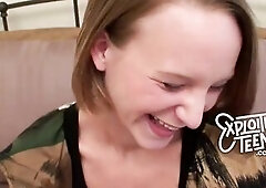 Unfathomable throating teen sucks an 8 inch wang