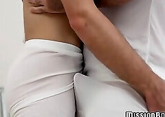 Young blond Mormon balls deep barebacked by Bishop Angus