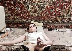 Sexually excited Femboy Stretches Taut Gap Screw Machine