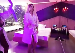 Warm-up at the Motel: Nicoly and the Blond Trans Woman Dancing - The Starting of the Fuckfest with the Blond Trans Woman