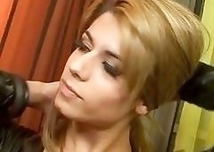 Brunette shemale gets her tits sucked on and asshole fucked