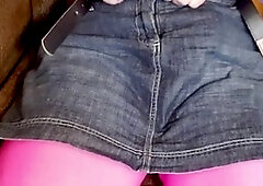 Crossdresser having a good time in nylon stockings and a leotard while getting off and cumming